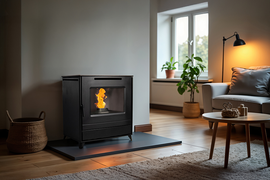 Elcofire Strata 25 freestanding pellet boiler stove